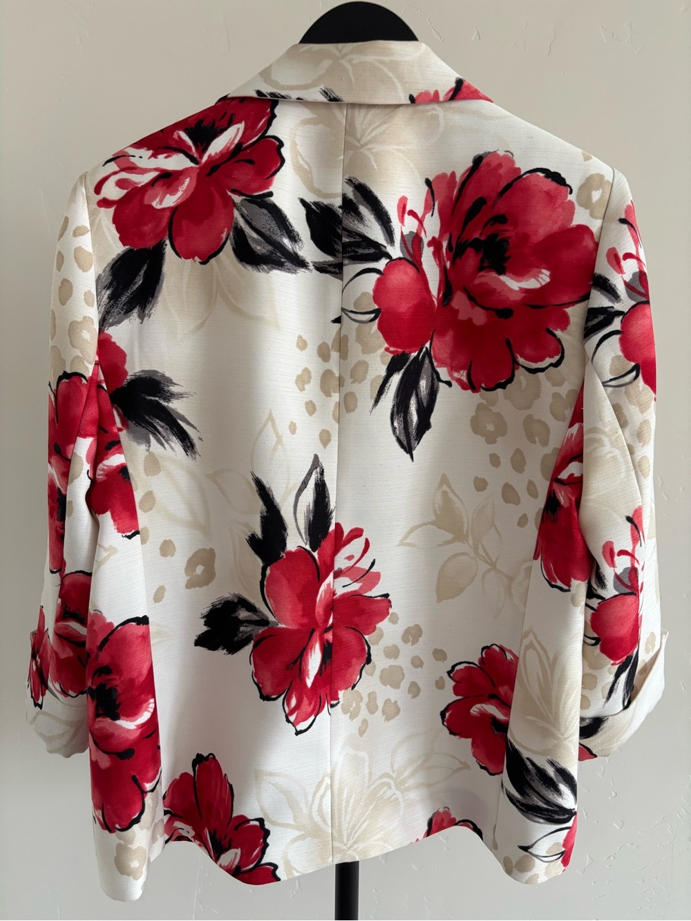 Vintage Y2K Alfred Dunner Red Floral Statement Blazer Size 12 - Picture 5 of 7